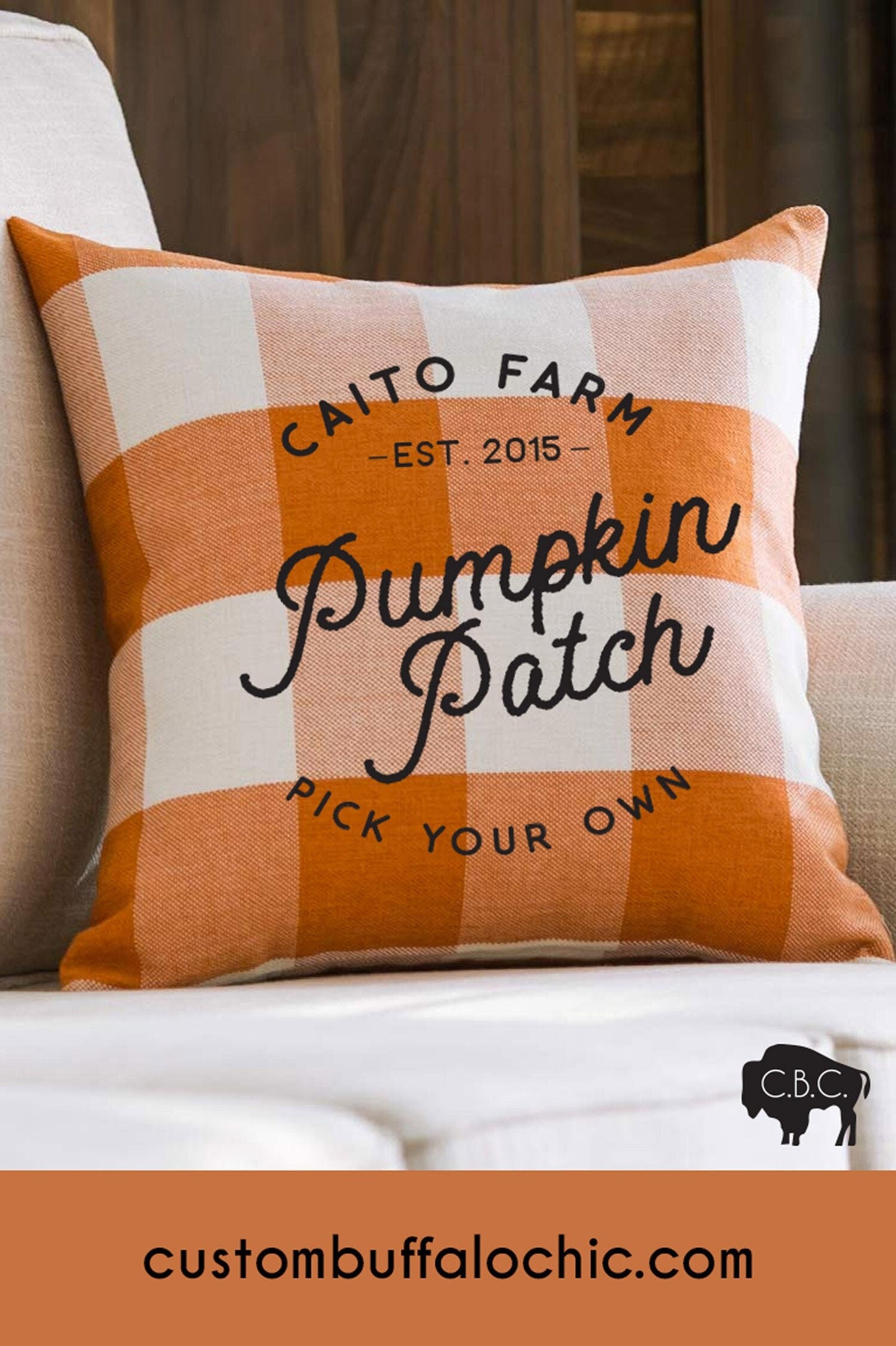 Pumpkin Patch Family Personalized Pillow | Buffalo Plaid Pillow