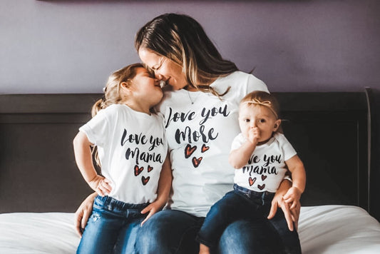 Love you Mama  Love you More Mommy & Me Valentine's Day Shirt Set