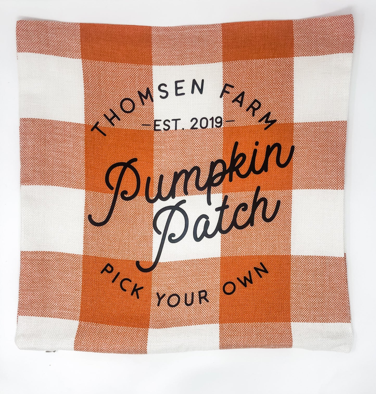 Pumpkin Patch Family Personalized Pillow | Buffalo Plaid Pillow