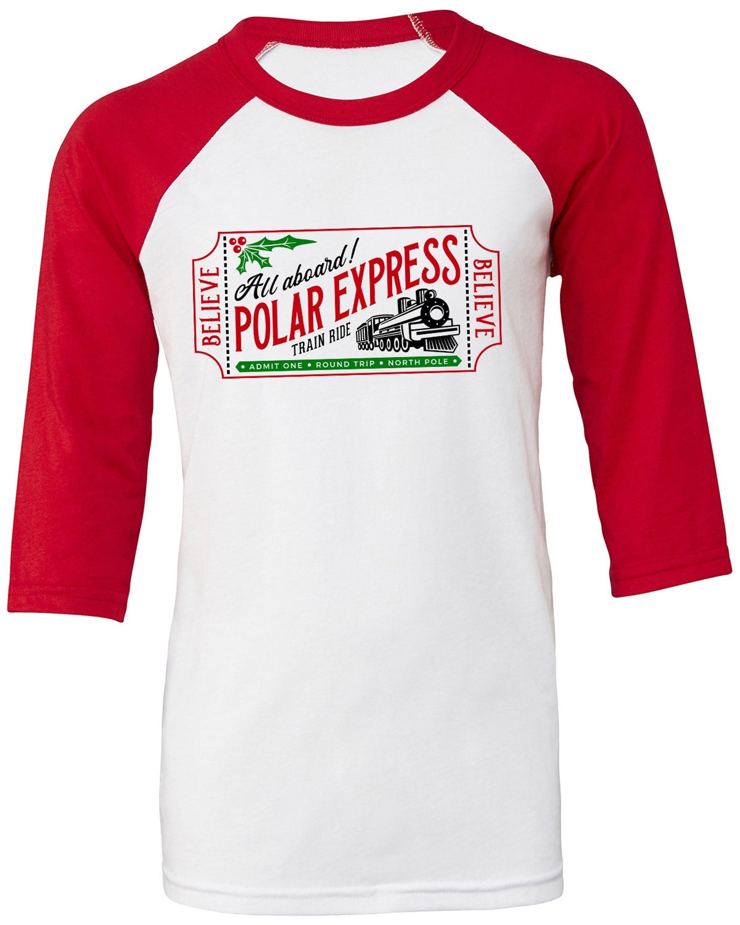 Polar Express Ticket Christmas Raglan shirt