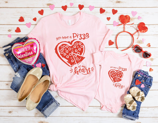 You have a pizza of my heart |  Mommy & Me Valentine's Day Shirt Set