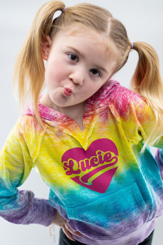 Birthday Girl Rainbow Retro Heart Hoodie