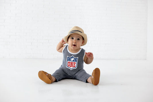 First Birthday Football Tank Romper