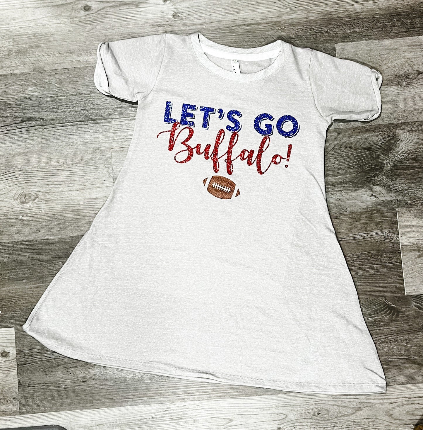 Buffalo Dress | Let's Go Buffalo Football Youth Girls Dress Heather Grey