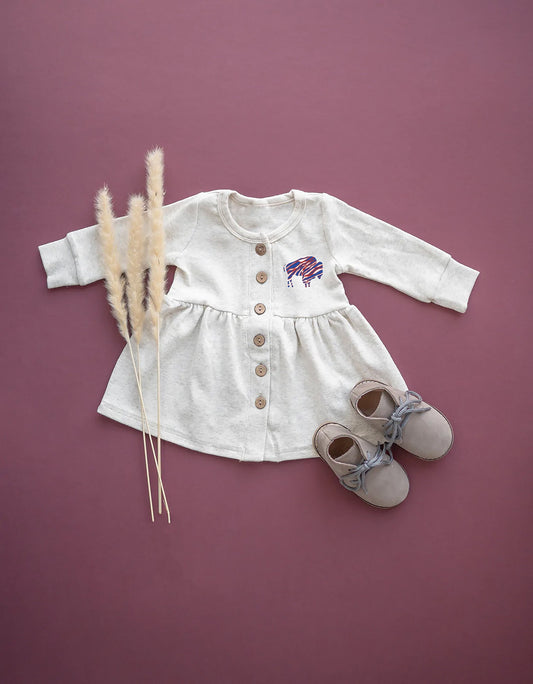 Buffalo Oatmeal Button Dress