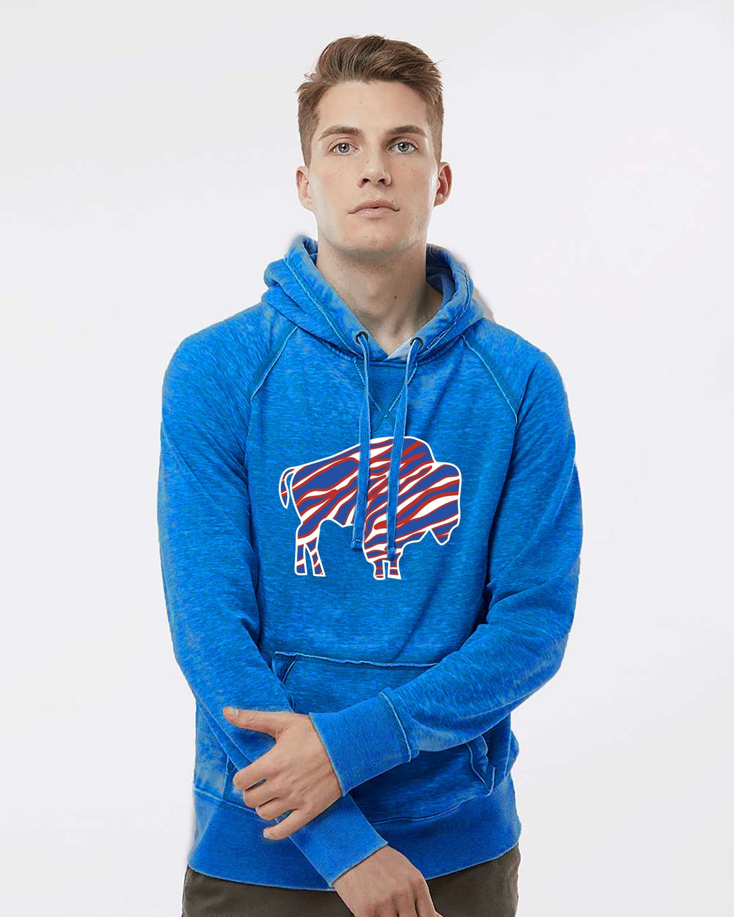 Blue distressed Buffalo football hoodie | Let's go Buffalo